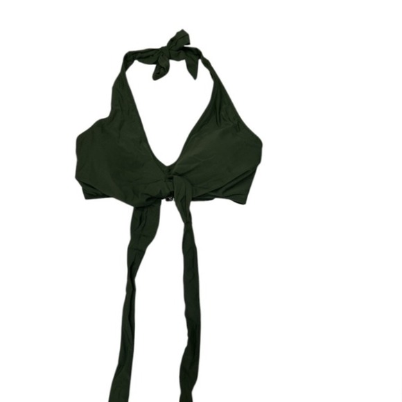 Halter High Waist Two-Piece‎ Swimsuit Tie Knot Green NWOT - Picture 2 of 10